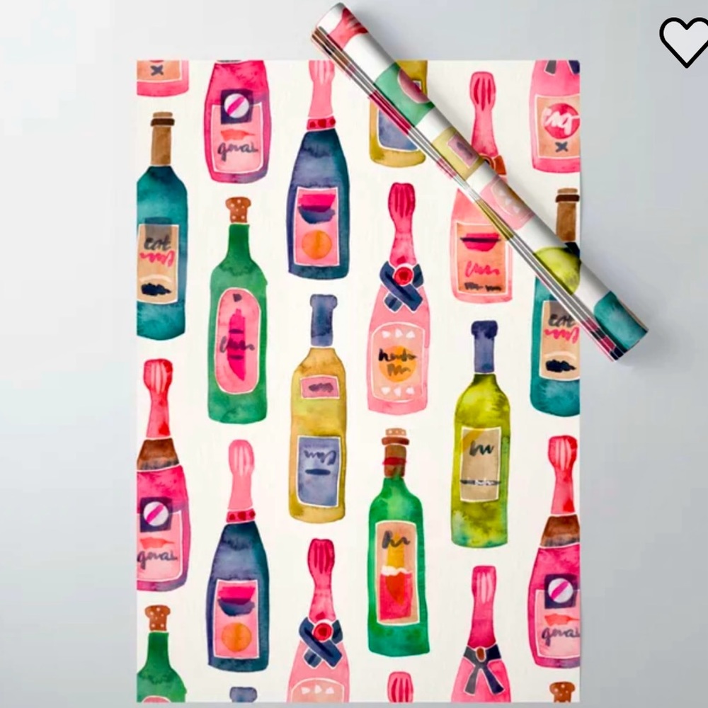 3 Watercolor Champagne Multicolor Bottles Paper Sheets from Society 6